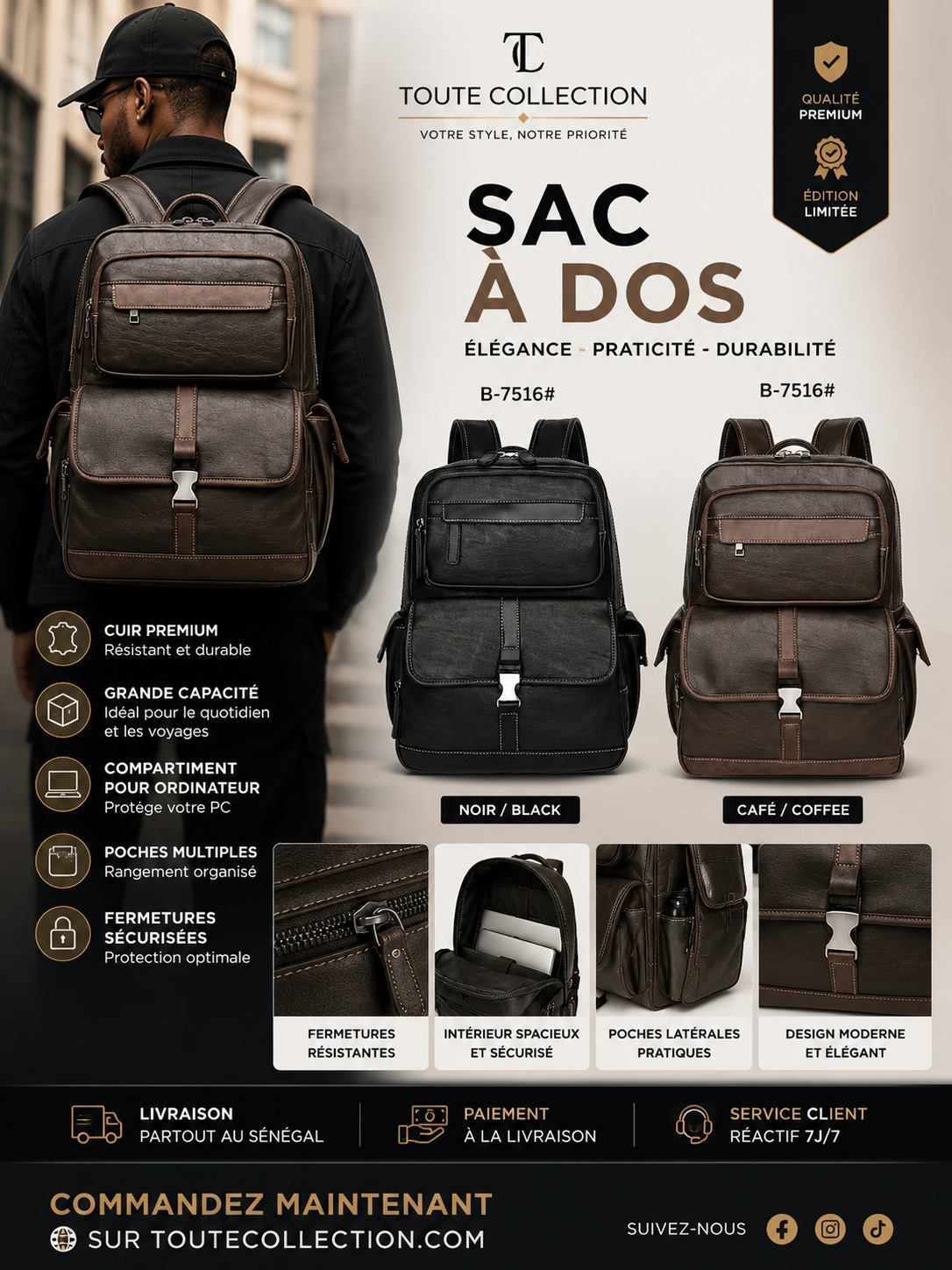 2ba4f407-c83a-42c1-a9e6-64ea34e09732 Sac à dos cuir premium – Image 1