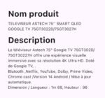 Téléviseur astech 75 pouce – Image 2